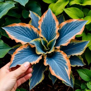 Хоста Океан Вью купить по цене от 960р. в интернет-магазине «Посадика» с доставкой почтой в в Трехгорныйе и по всей России – [изображение №1].